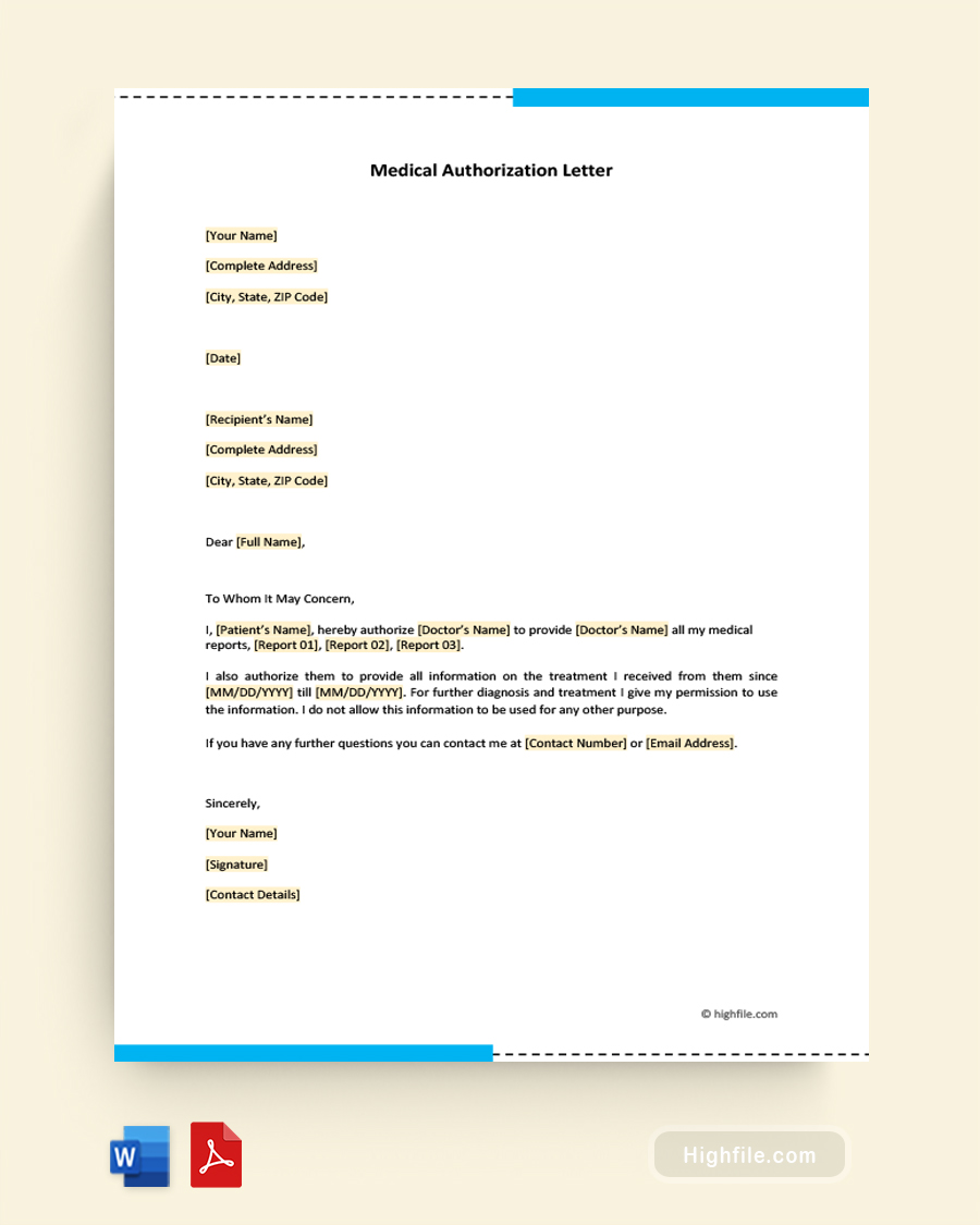 Medical Authorization Letter Template - Word, PDF