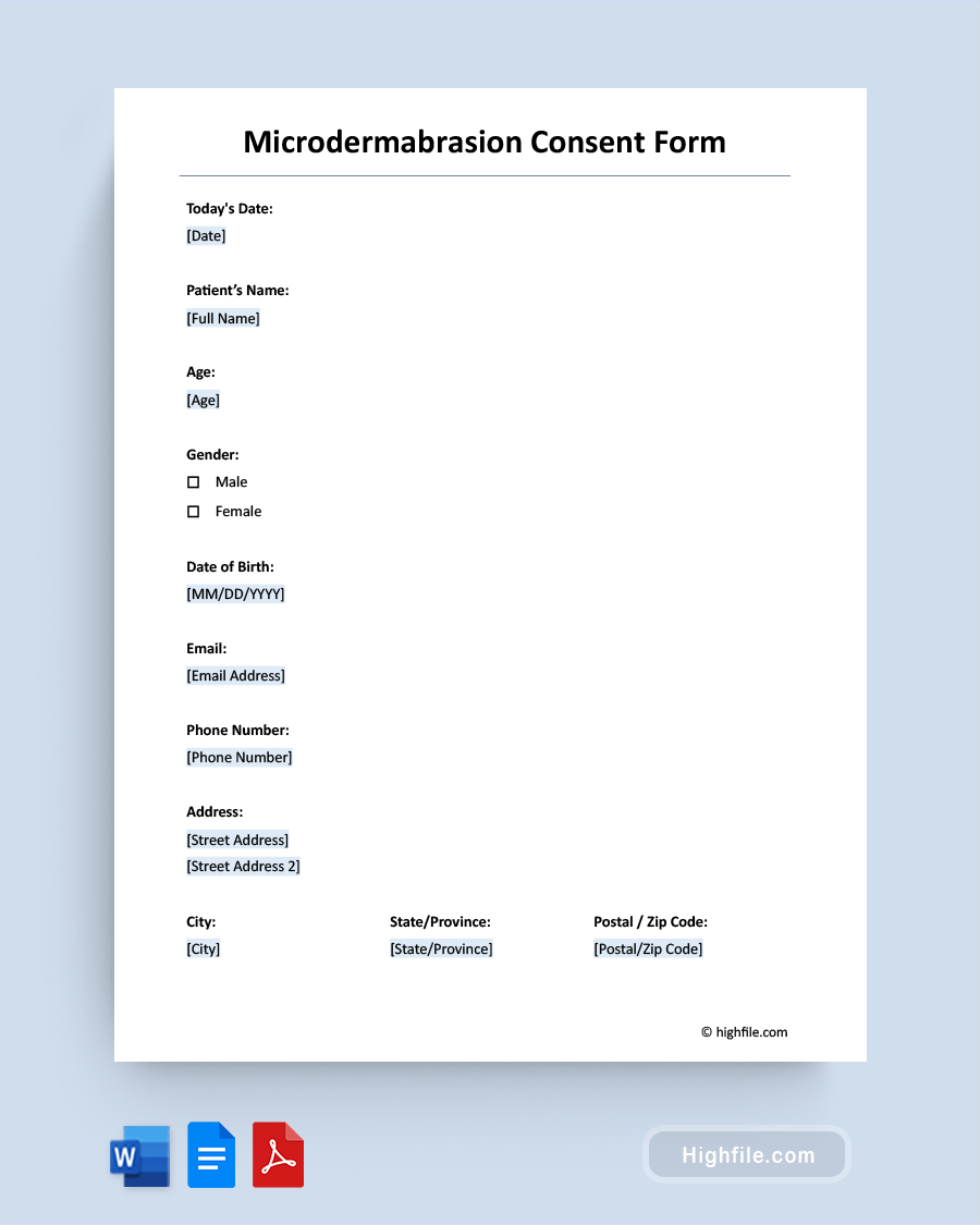 Microdermabrasion Consent Form - Word, PDF, Google Docs