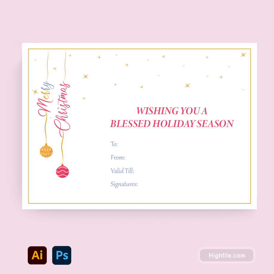 Christmas Gift Certificate Template - Adobe Illustrator, Adobe Photoshop