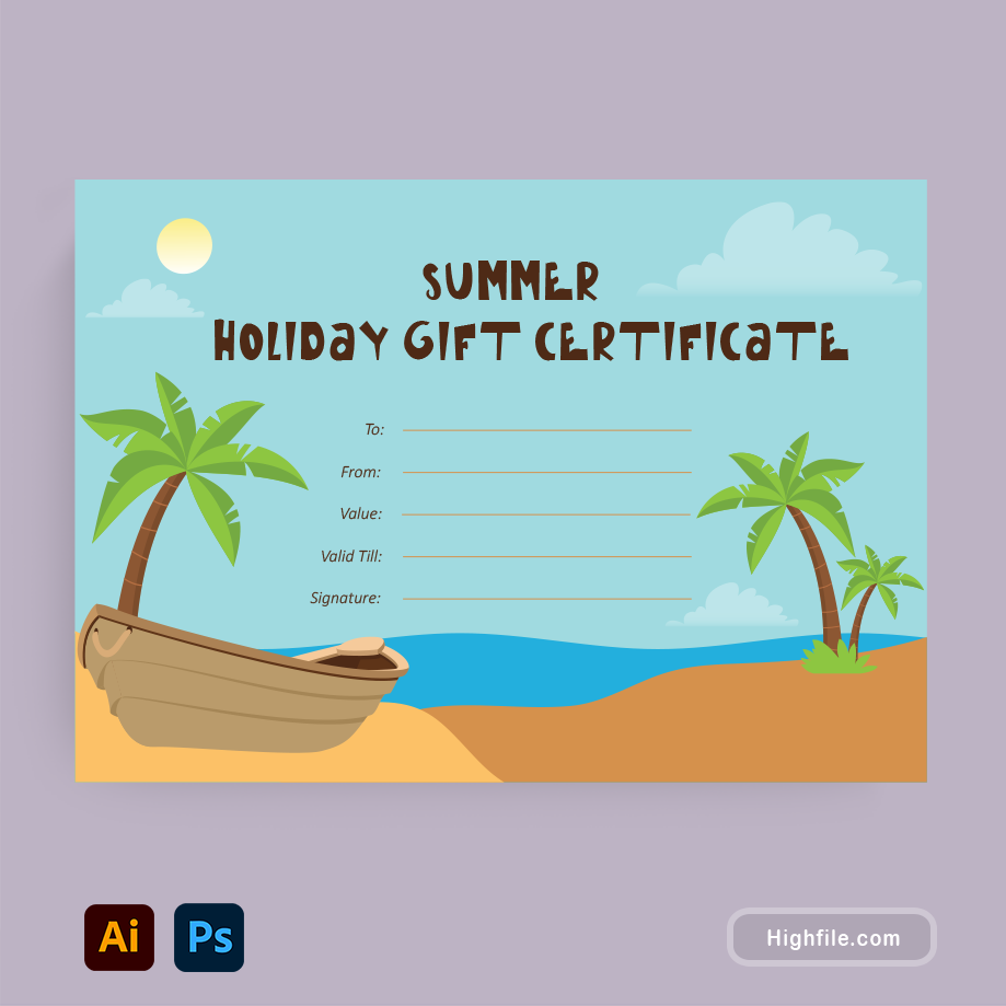Holiday Gift Certificate Template - Adobe Illustrator, Adobe Photoshop