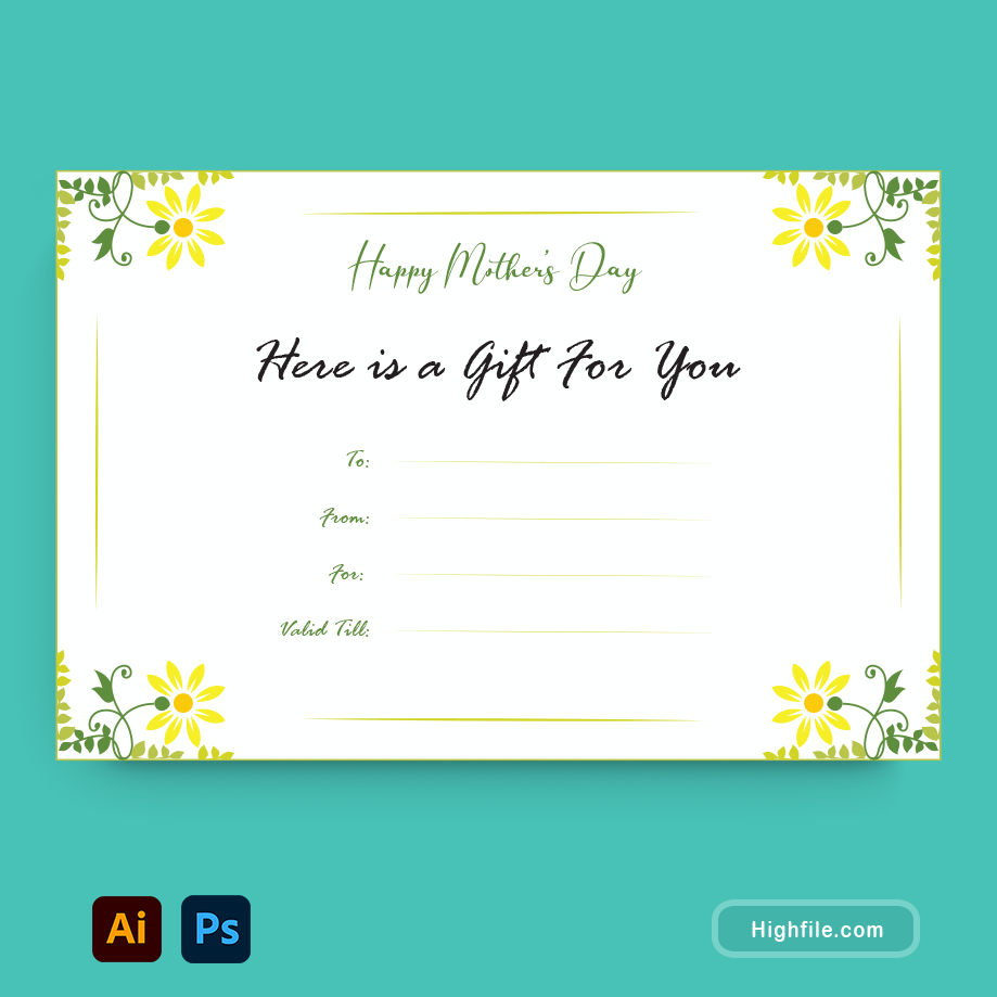 Mothers Day Gift Certificate Template - Adobe Illustrator, Adobe Photoshop