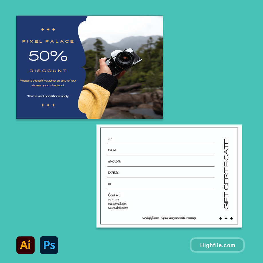 Photo Session Gift Certificate Template - Adobe Illustrator, Adobe Photoshop