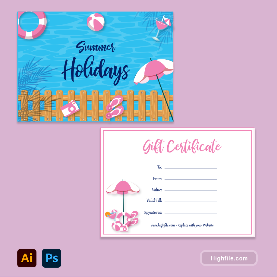 Vacation Gift Certificate Template - Adobe Illustrator, Adobe Photoshop