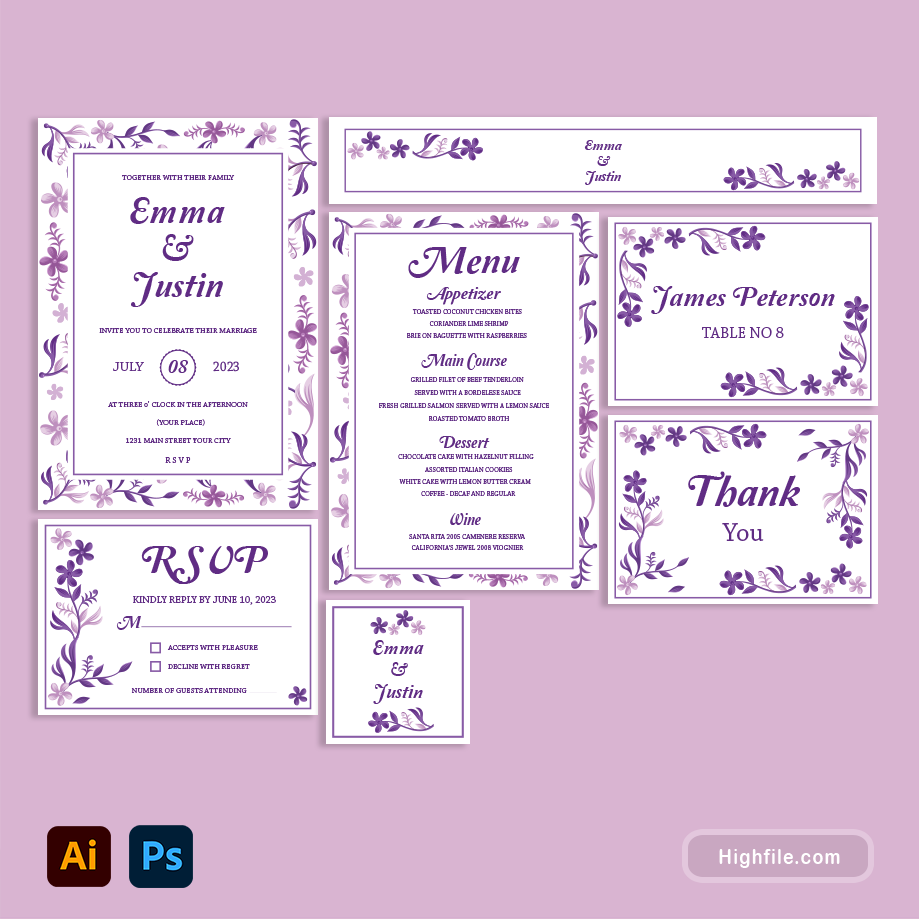 Wedding Invitation - Adobe Illustrator, Adobe photoshop