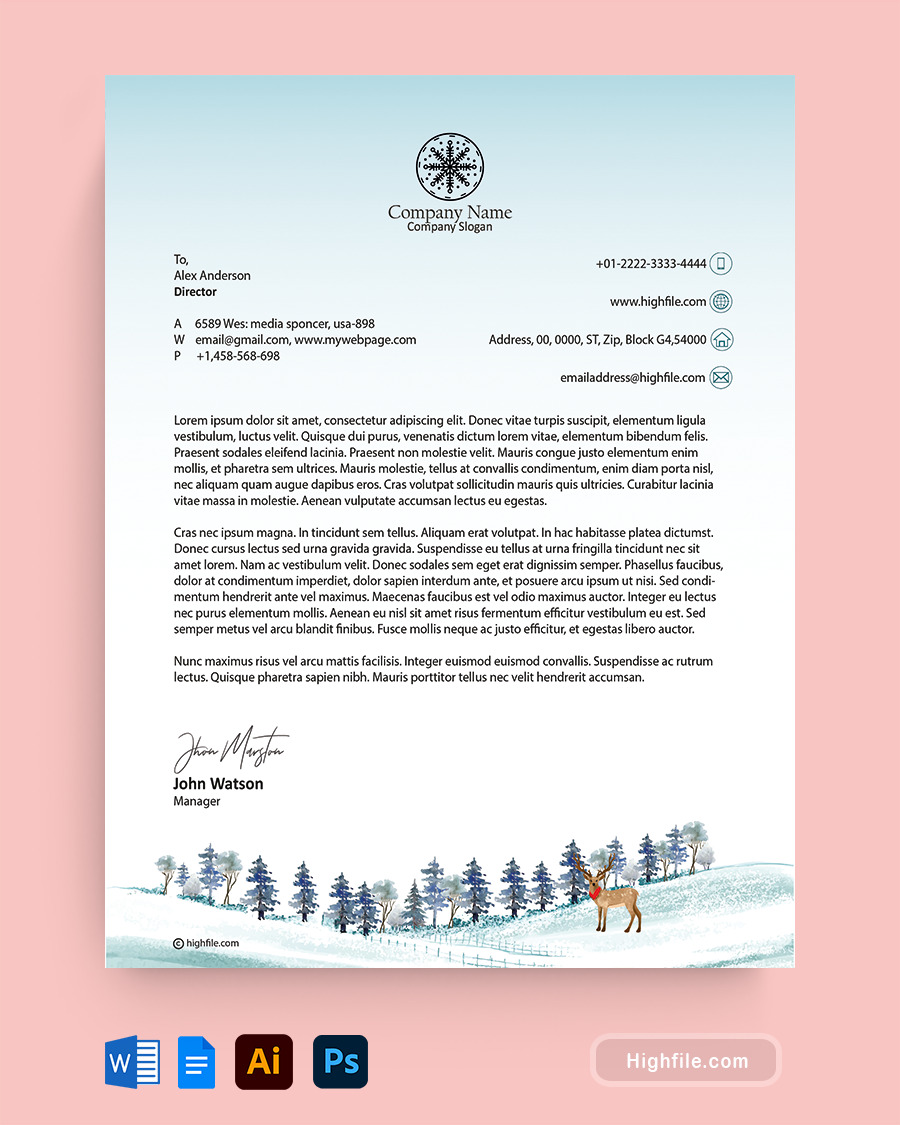 North Pole Christmas Letterhead Template - Word, Google Docs, Adobe Illustrator, Adobe Photoshop