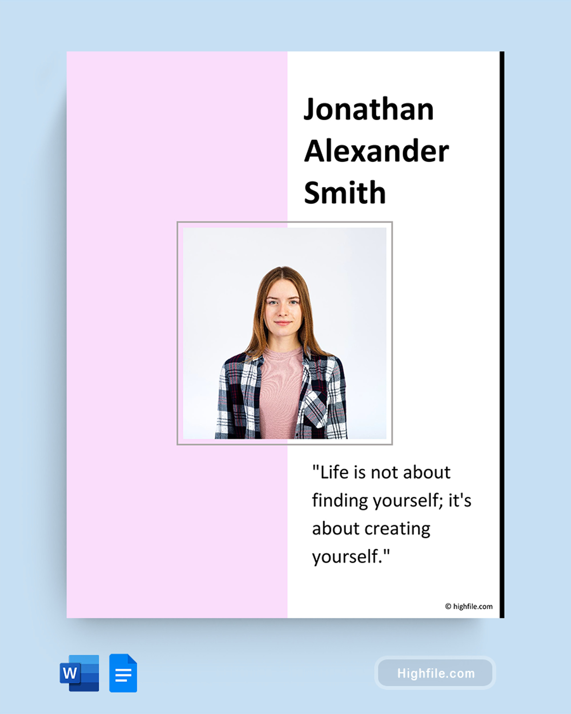 Personal Biography Template - Word, Google Docs