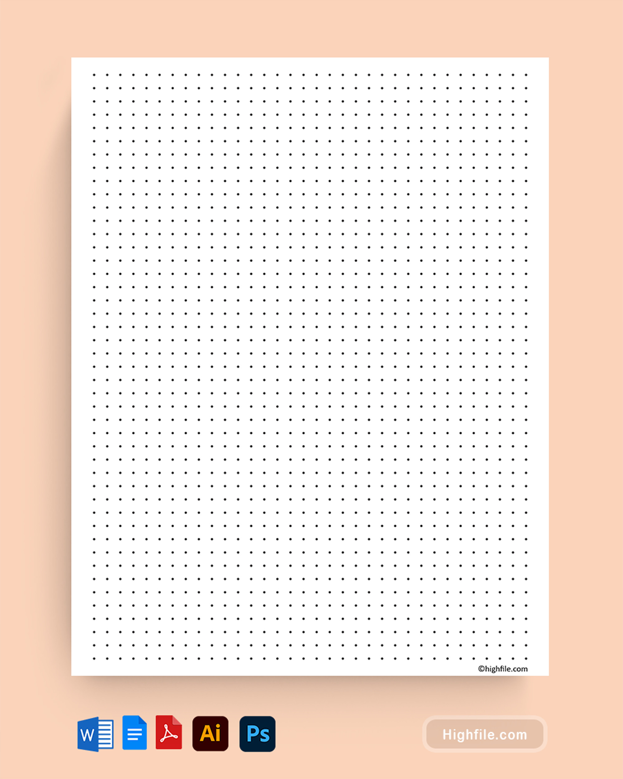 Printable Dot Grid Paper - Word, PDF, Google Docs, Adobe Illustrator, Adobe Photoshop