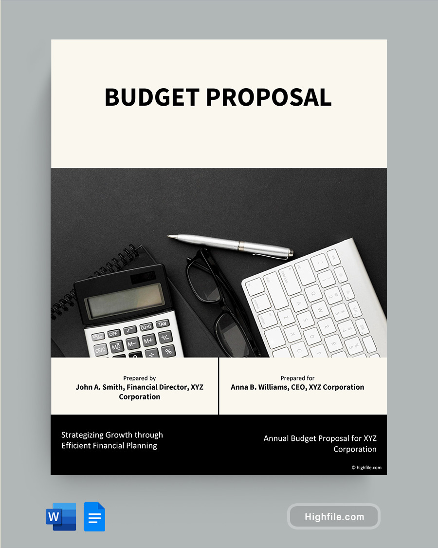 Budget Proposal Template - Word, Google Docs