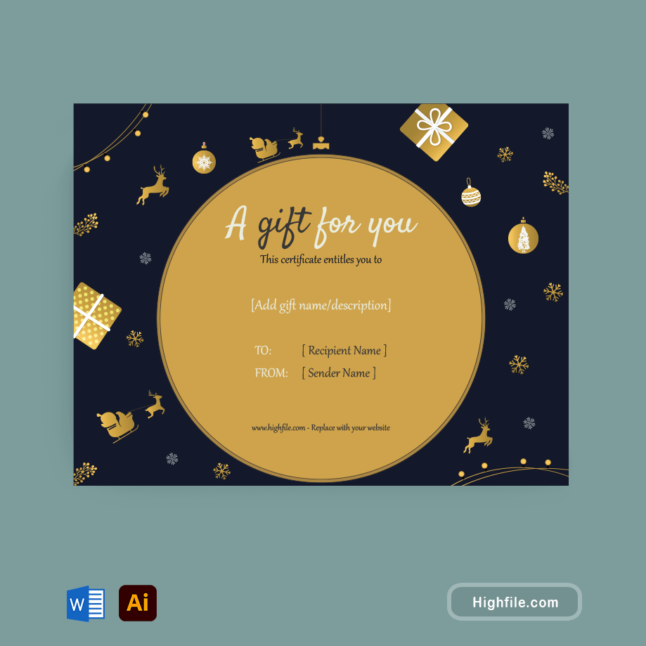 Christmas Baubles Gift Certificate Template - Adobe Illustrator, - Word
