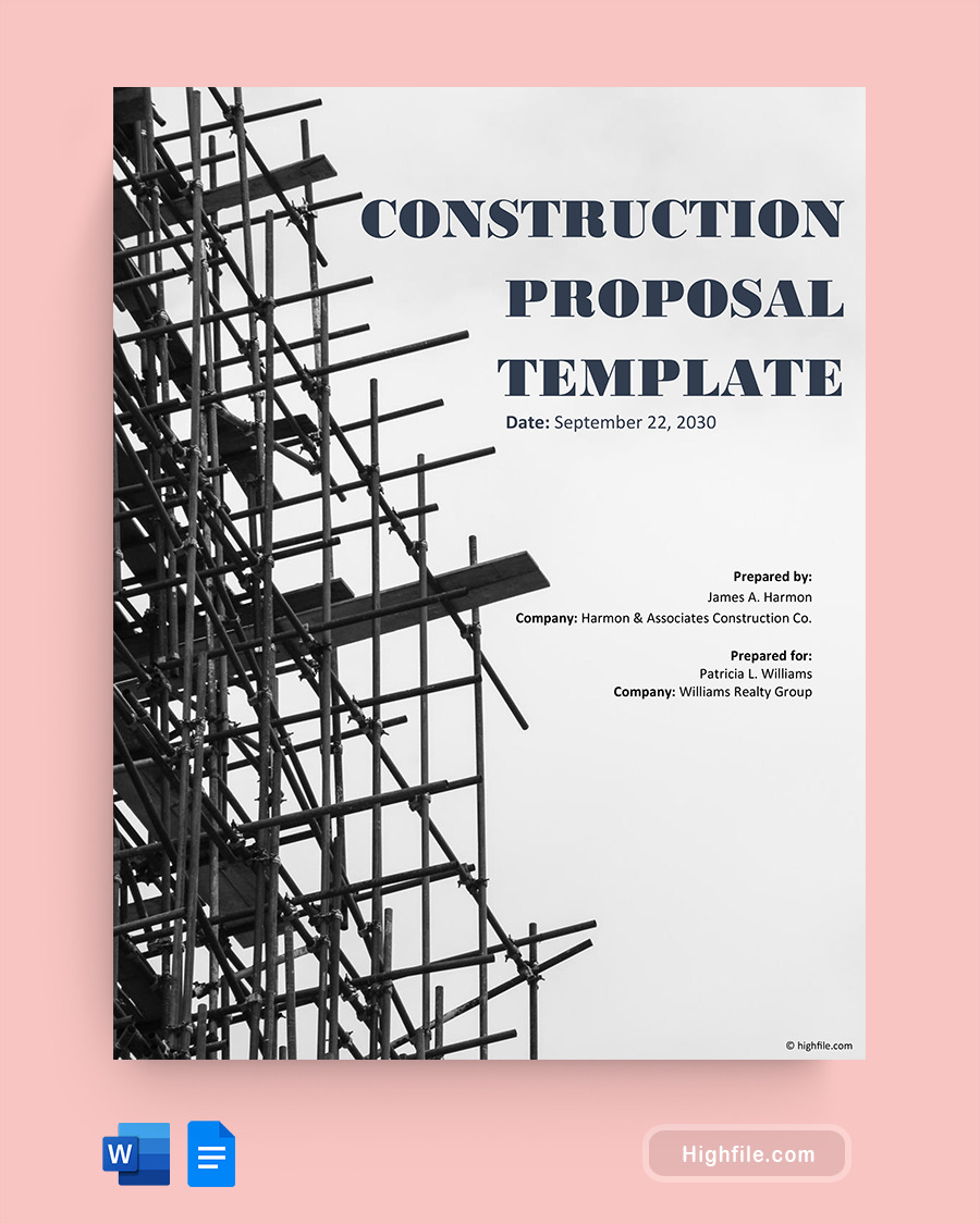 Construction Proposal Template - Word, Google Docs