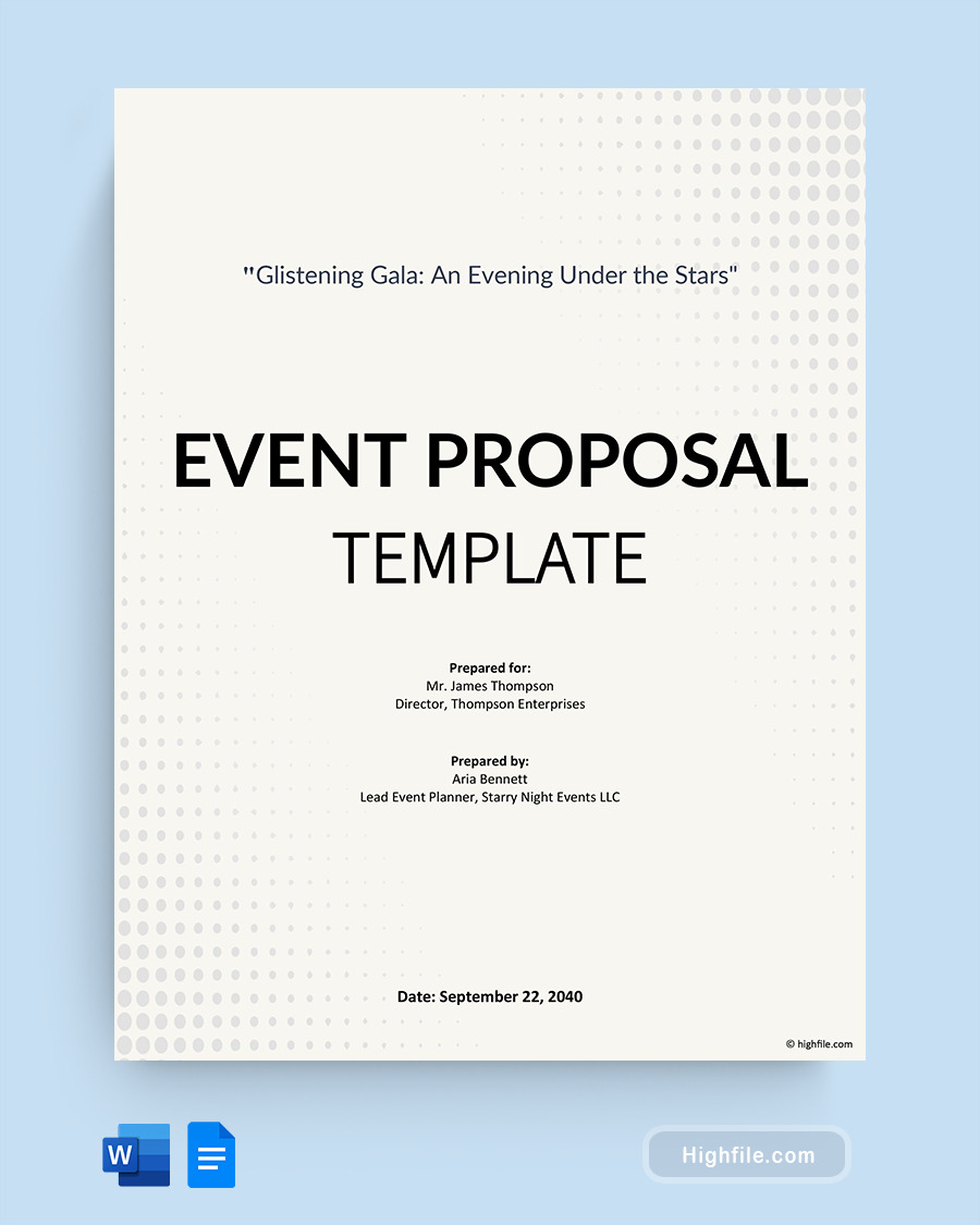 Event Proposal Template - Word, Google Docs
