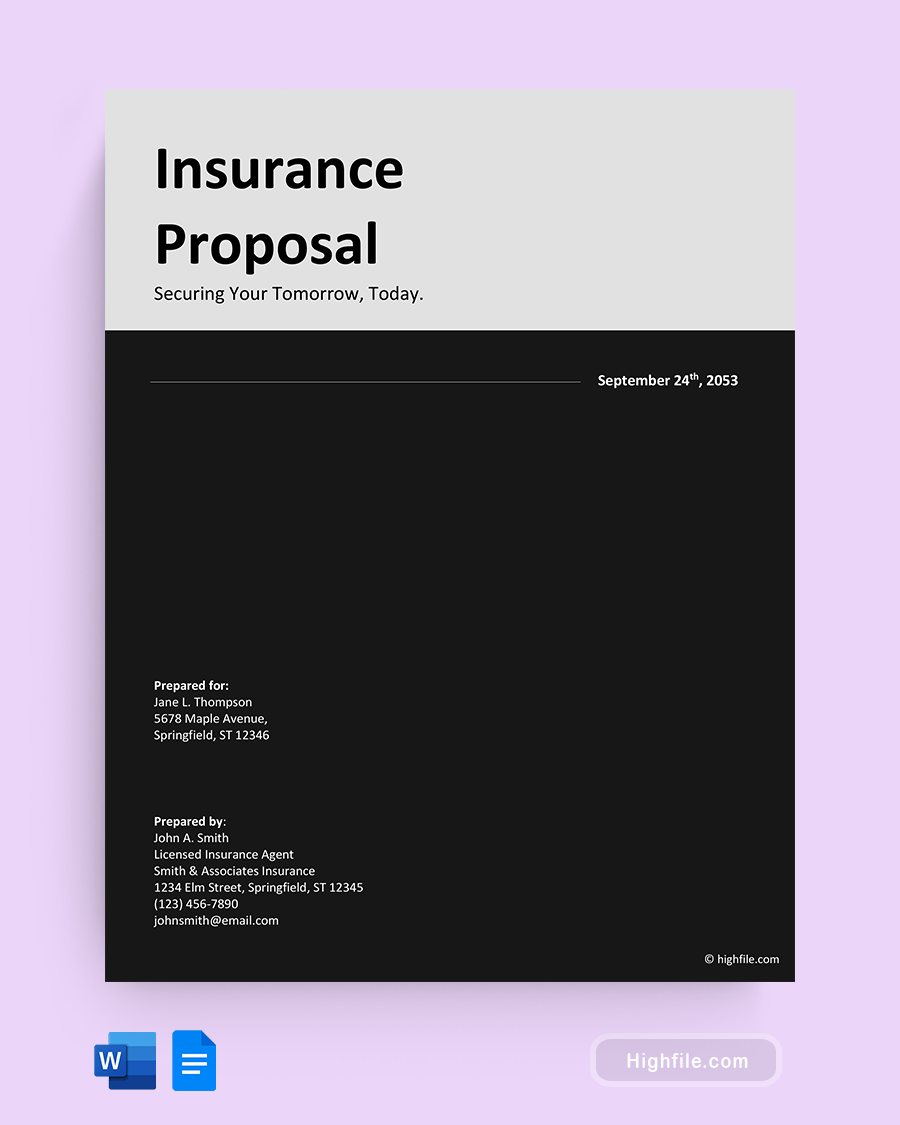 Insurance Proposal Template - Word, Google Docs
