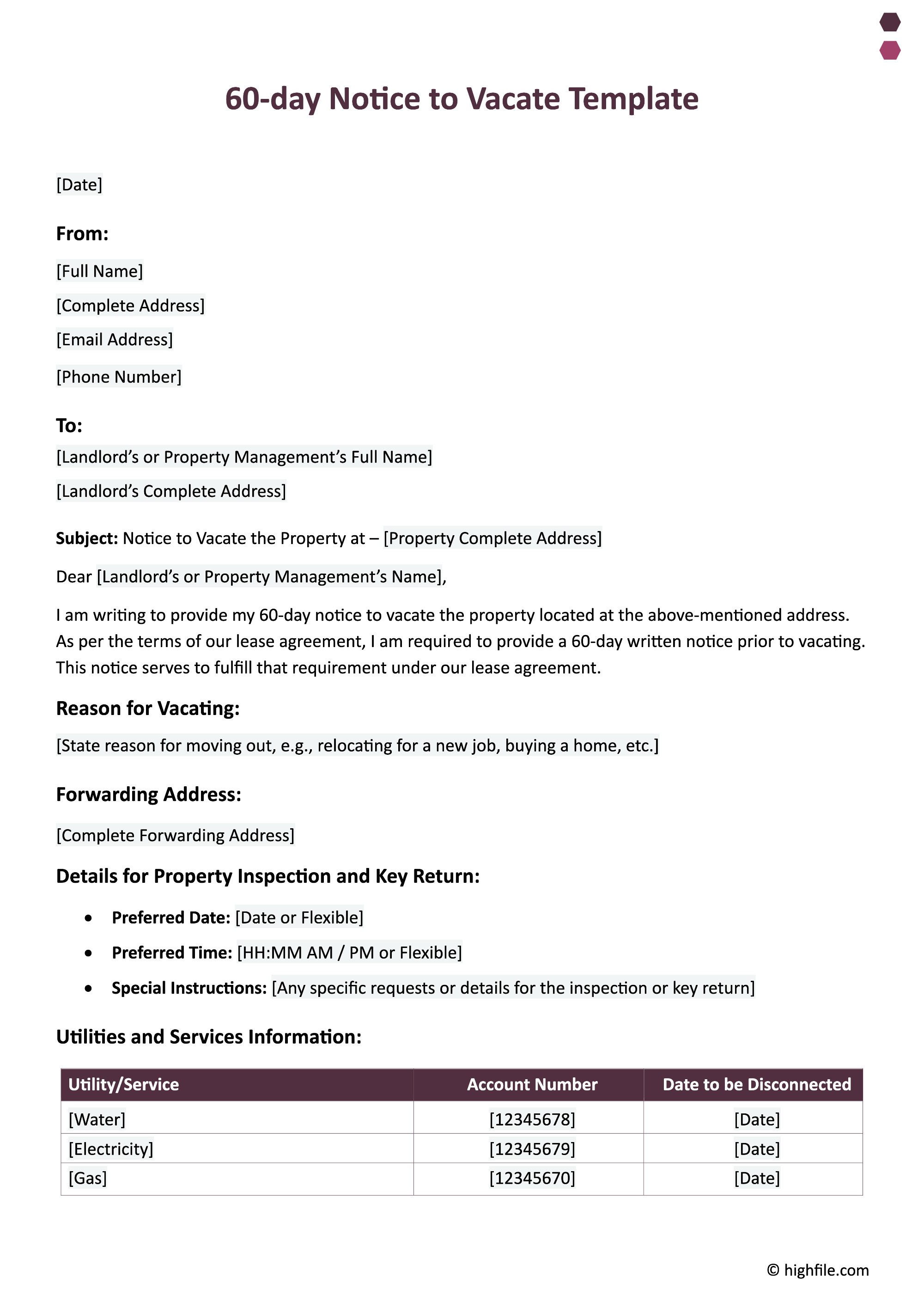 60 day Notice to Vacate Template Word Google Docs Highfile 60 day Notice to Vacate Template Word Google Docs Highfile