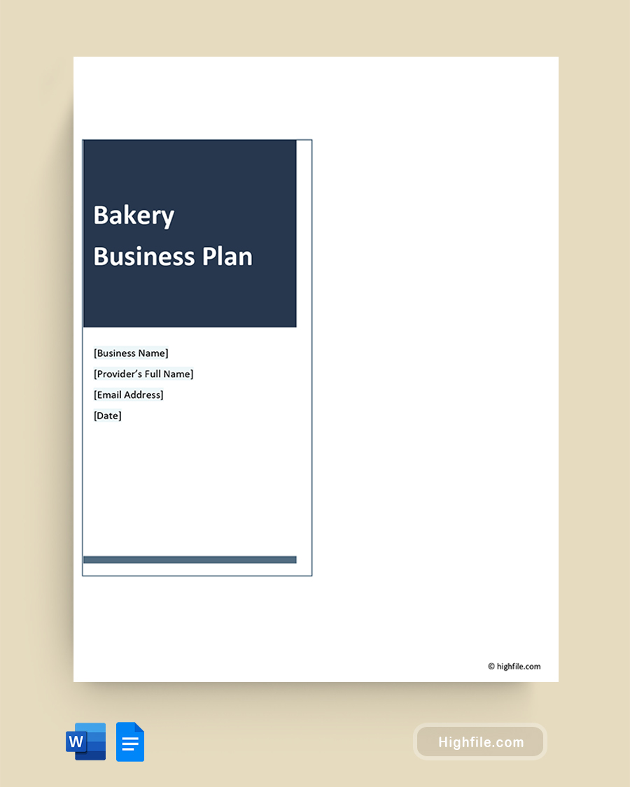 Bakery Business Plan Template - Word, Google Docs