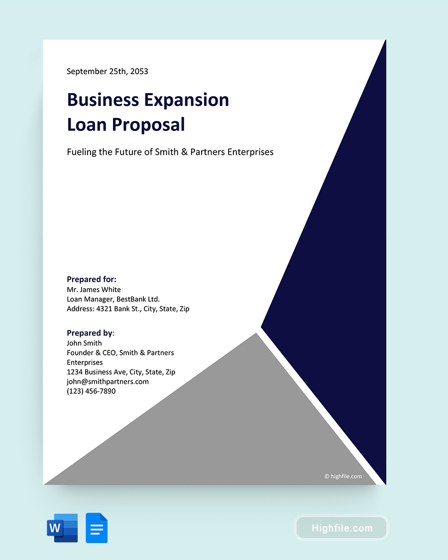 Business Loan Proposal Template - Word, Google Docs