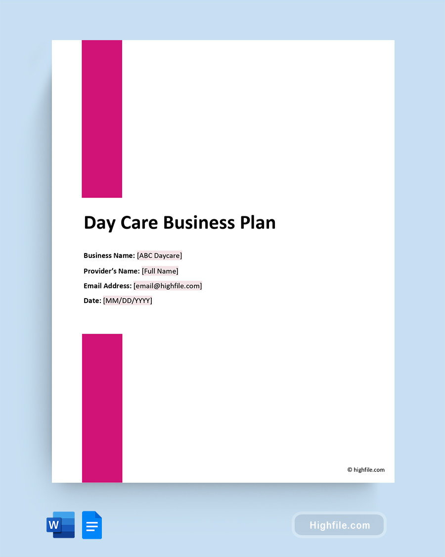 Daycare Business Plan Example - Word, Google Docs