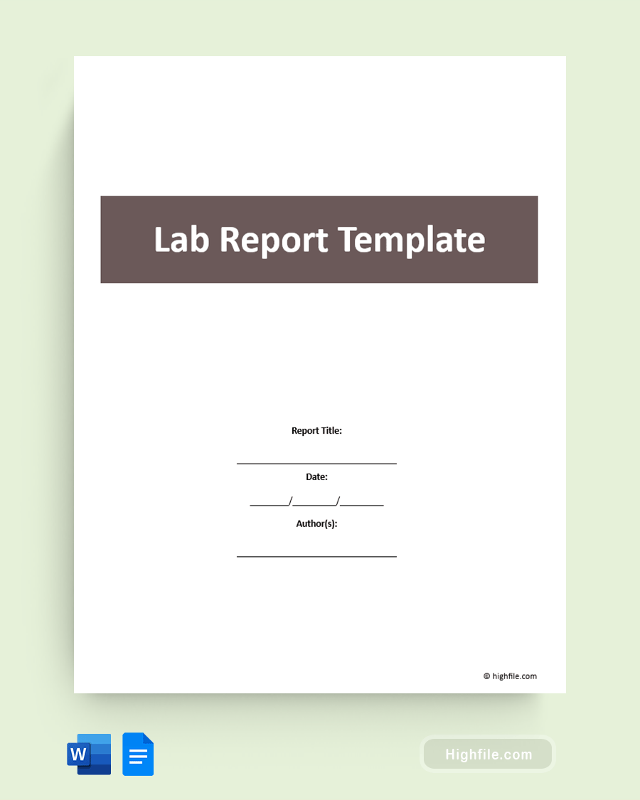Lab Report Template - Word, Google Docs