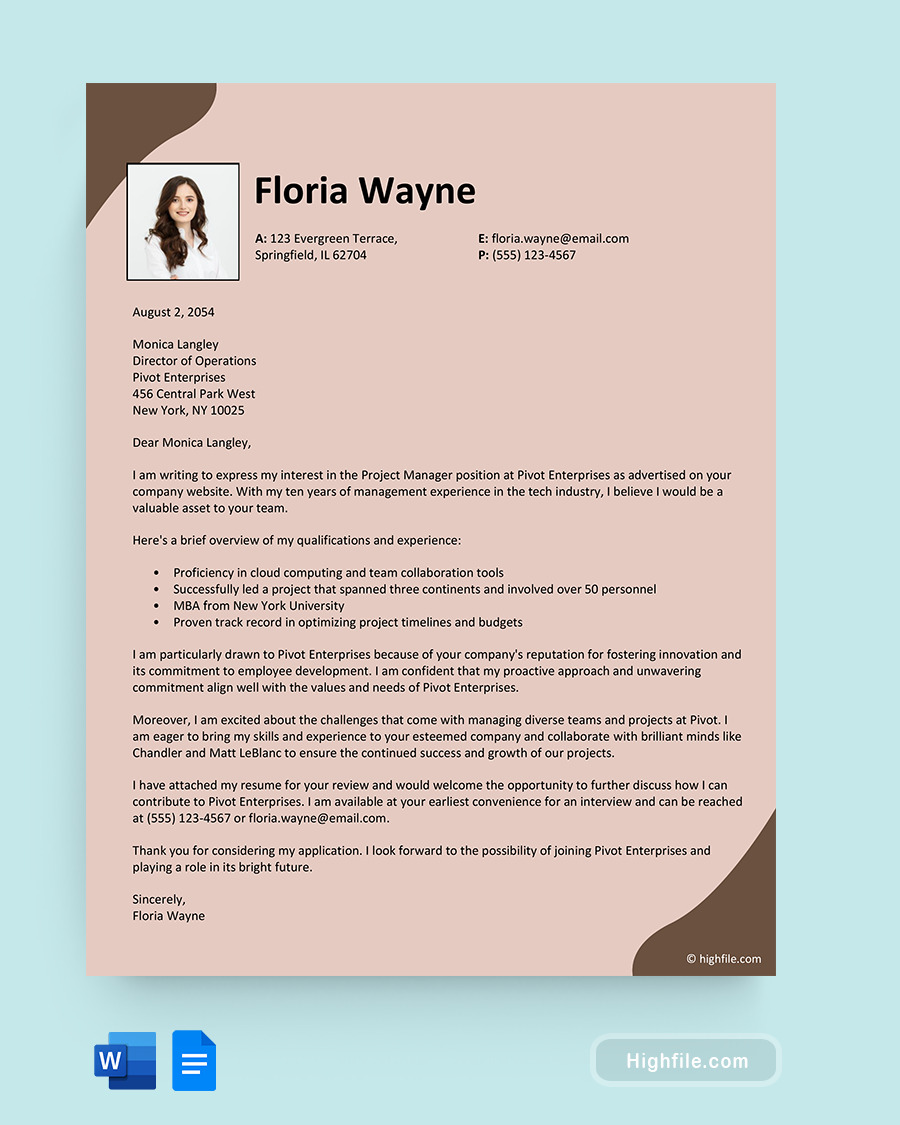 Simple Cover Letter Template - Word, Google Docs
