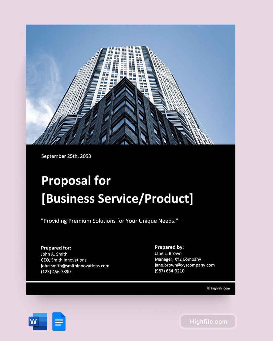 Small Business Proposal Template - Word, Google Docs
