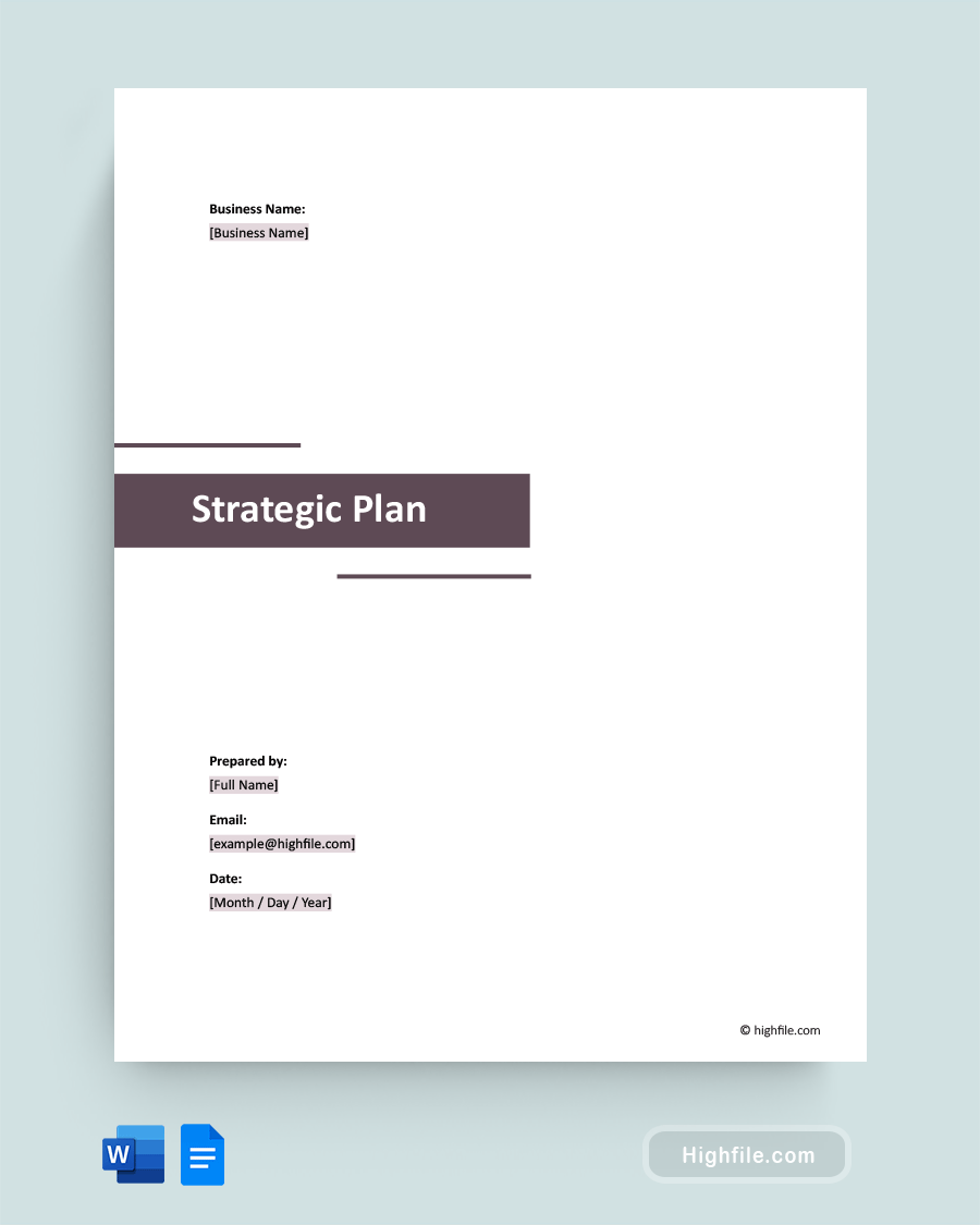 Strategic Plan Template - Word, Google Docs