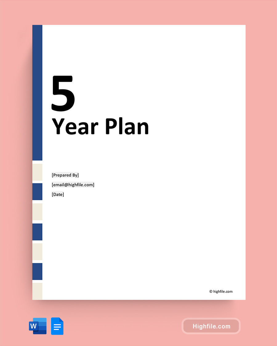 5 Year Plan Template - Word, Google Docs