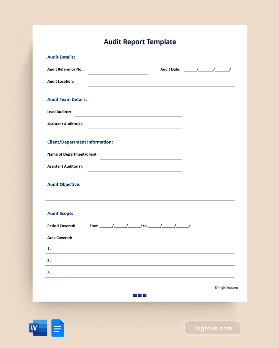 Audit Report Template - Word, Google Docs