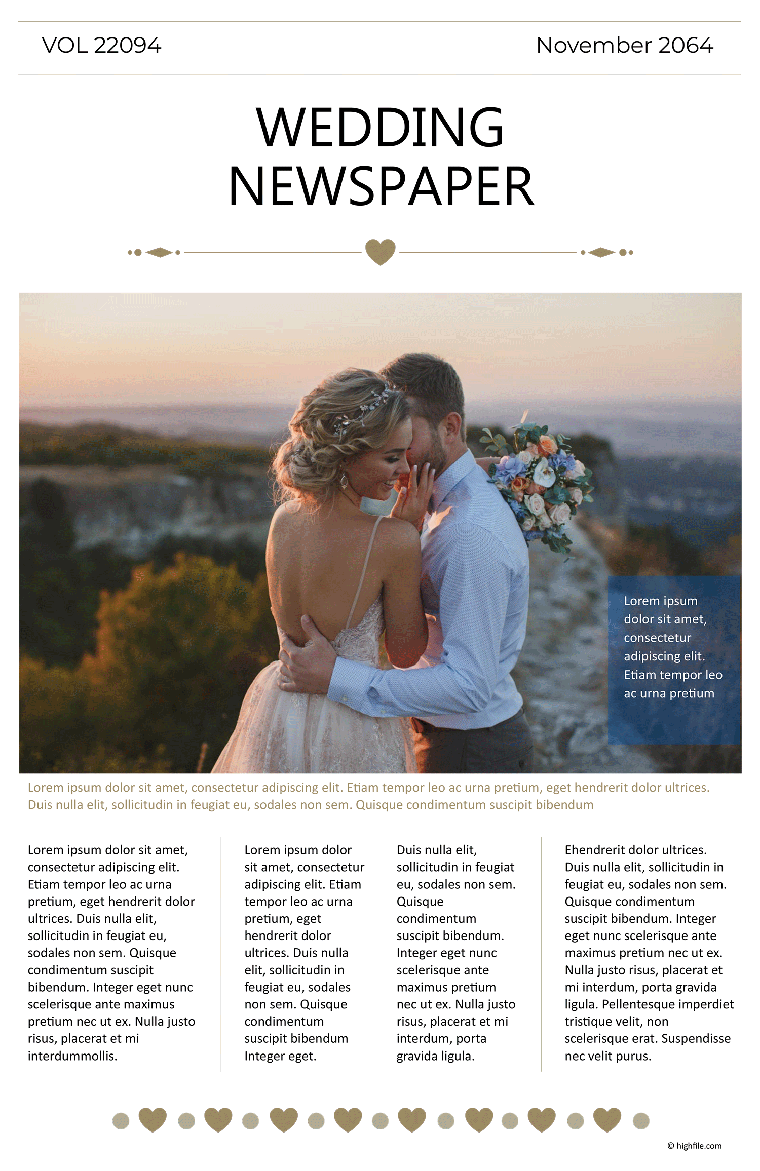 Brown and White Wedding Newspaper Template - Page 01