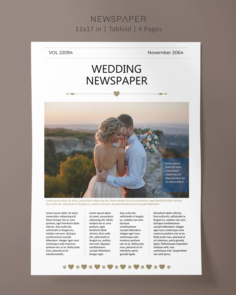 Brown and White Wedding Newspaper Template - Word, Google Docs