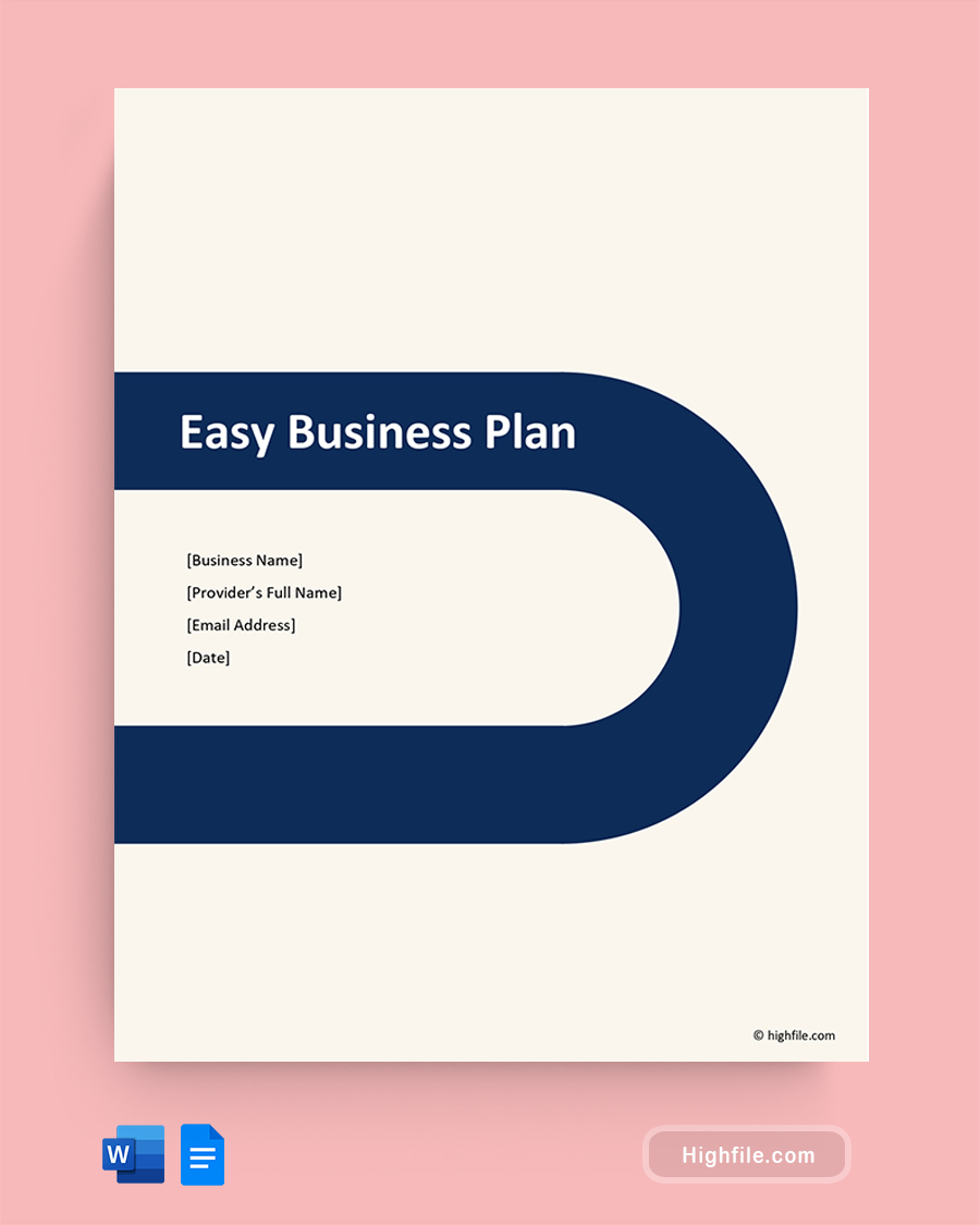 Easy business Plan Template - Word, Google Docs