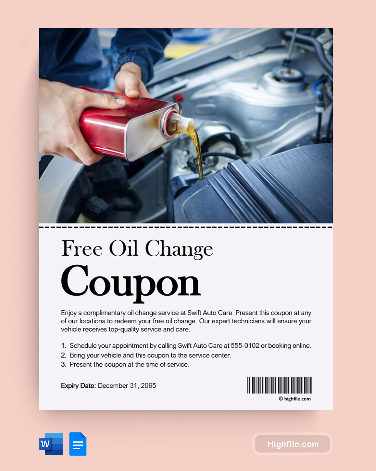Free Oil Change Coupon Template - Word, Google Docs