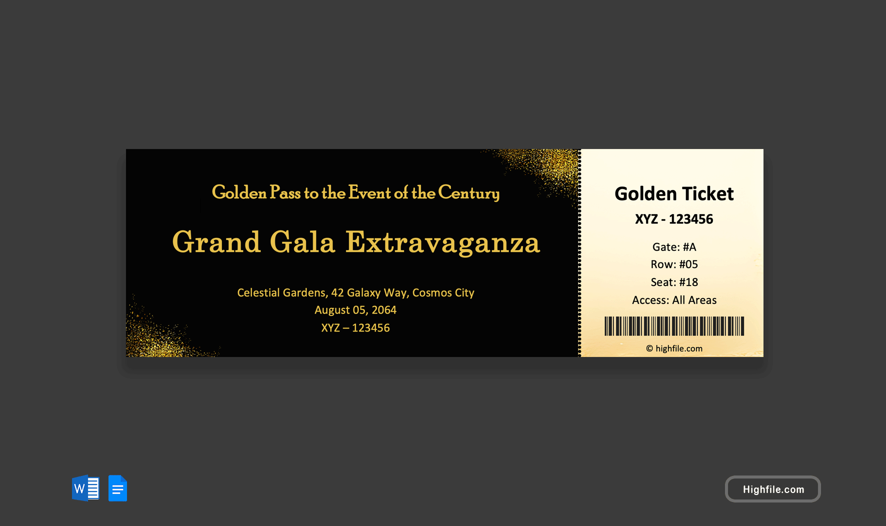 Golden Ticket Template - Word, Google Docs
