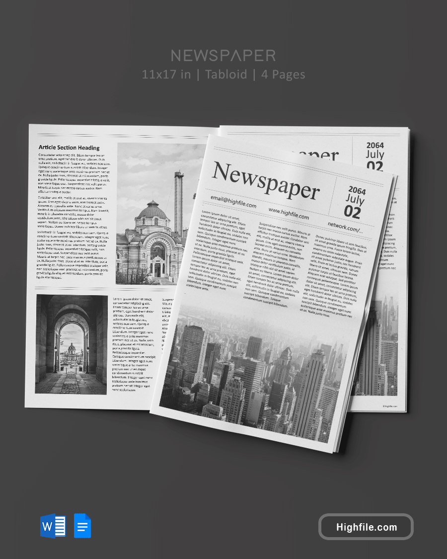 Gray and White Newspaper Article Template - Word, Google Docs