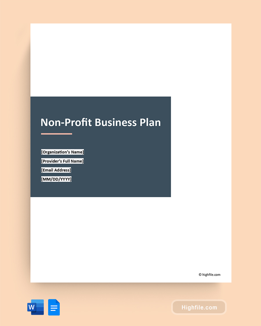 Non-profit Business Plan Example - Word, Google Docs