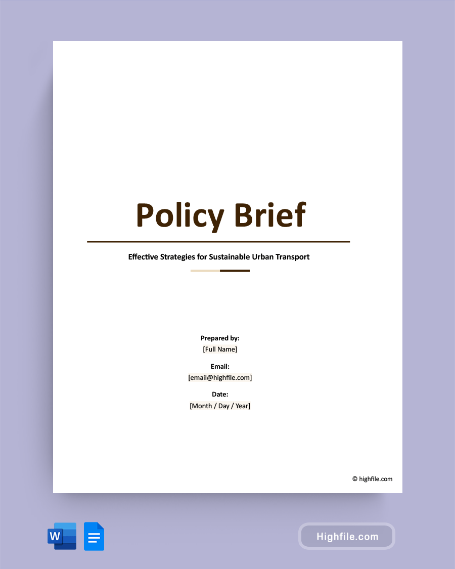 Policy Brief Template - Word, Google Docs