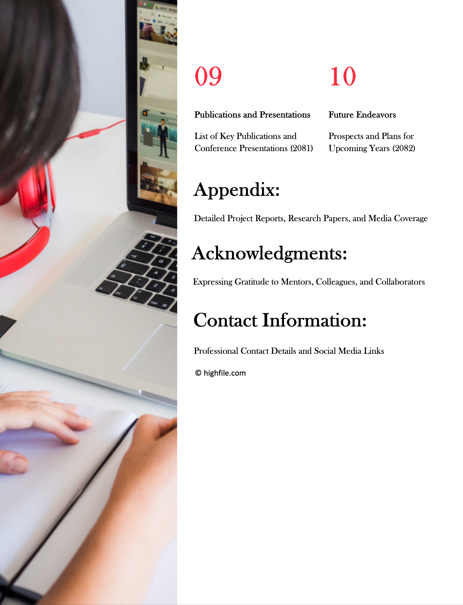 Portfolio Table of Contents Template - Word, Google Docs - Page 02