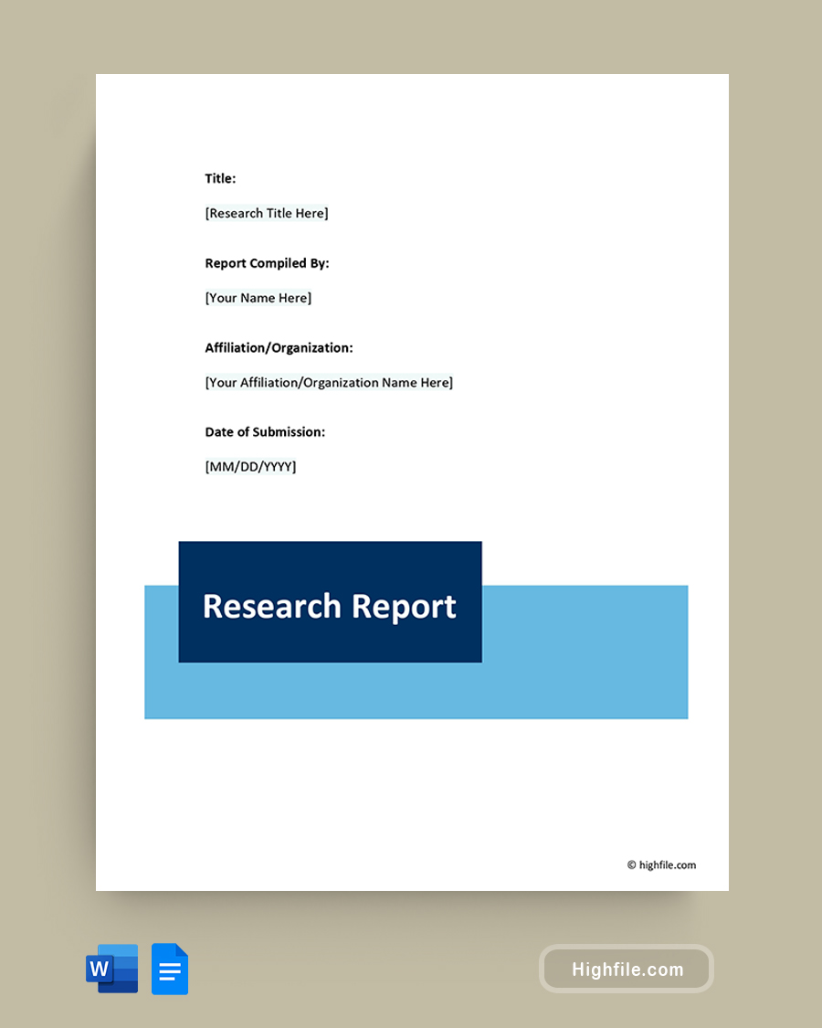 Research Report Template - Word, Google Docs