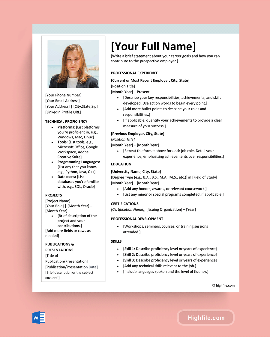 Sample CV for Experienced - Word