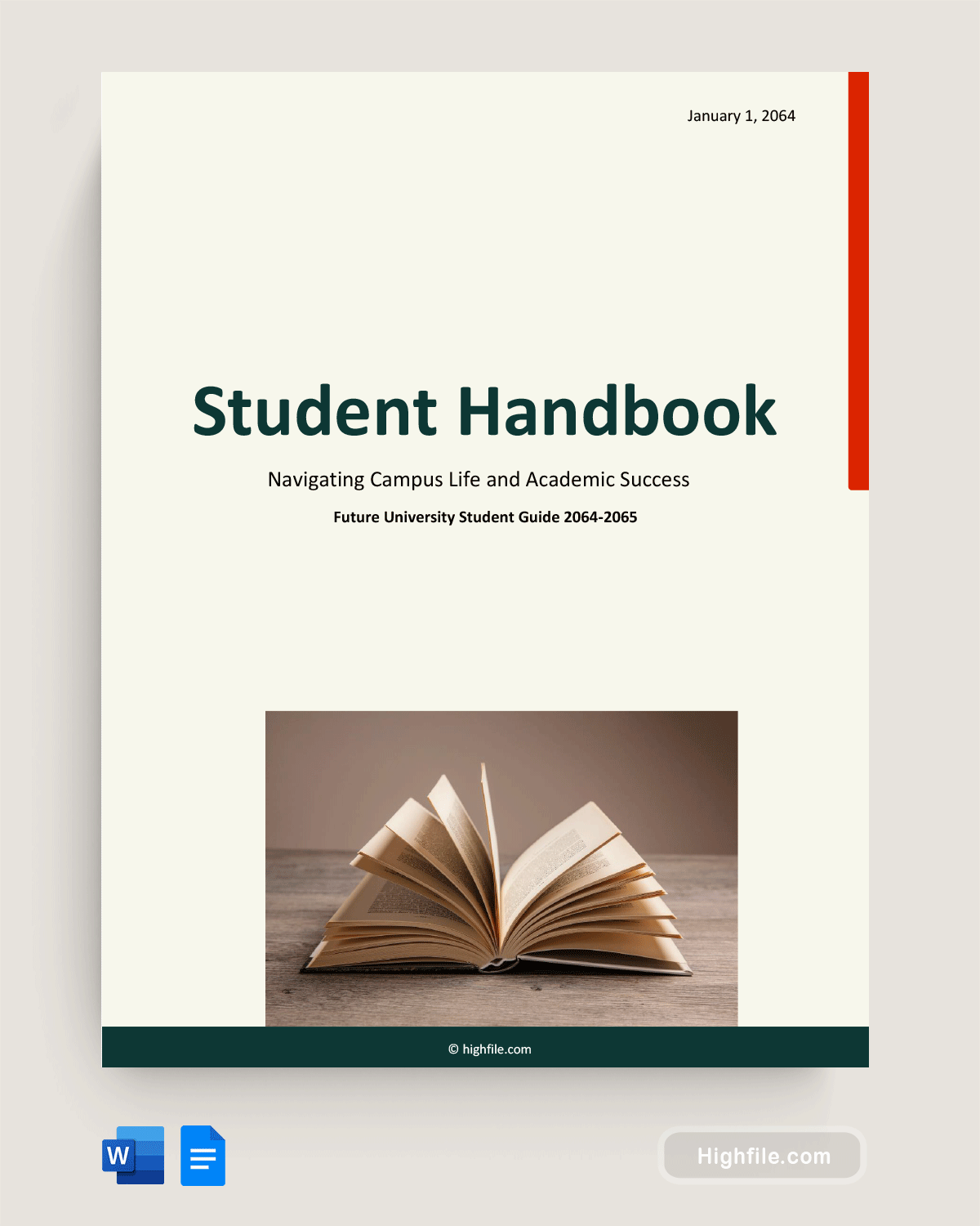 Student Handbook Template - Word, Google Docs