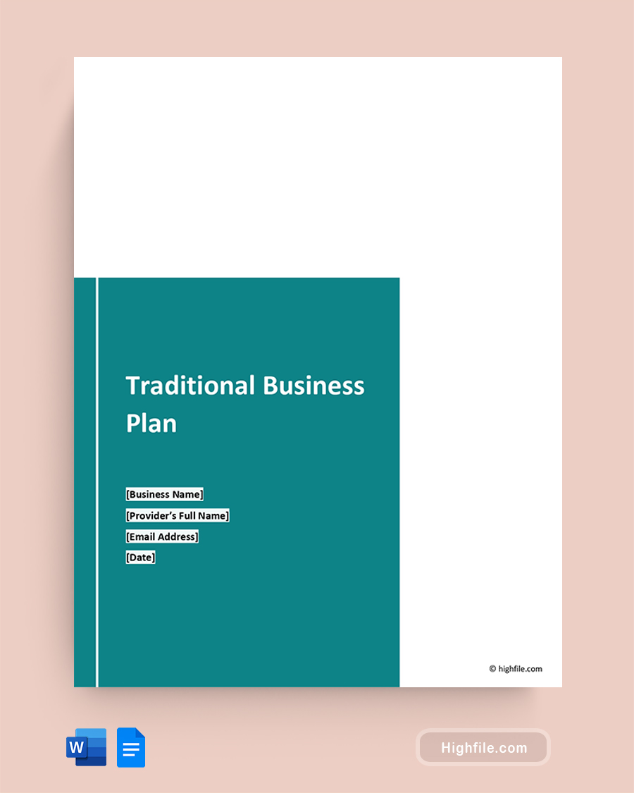 Traditional Business Plan Template - Word, Google Docs