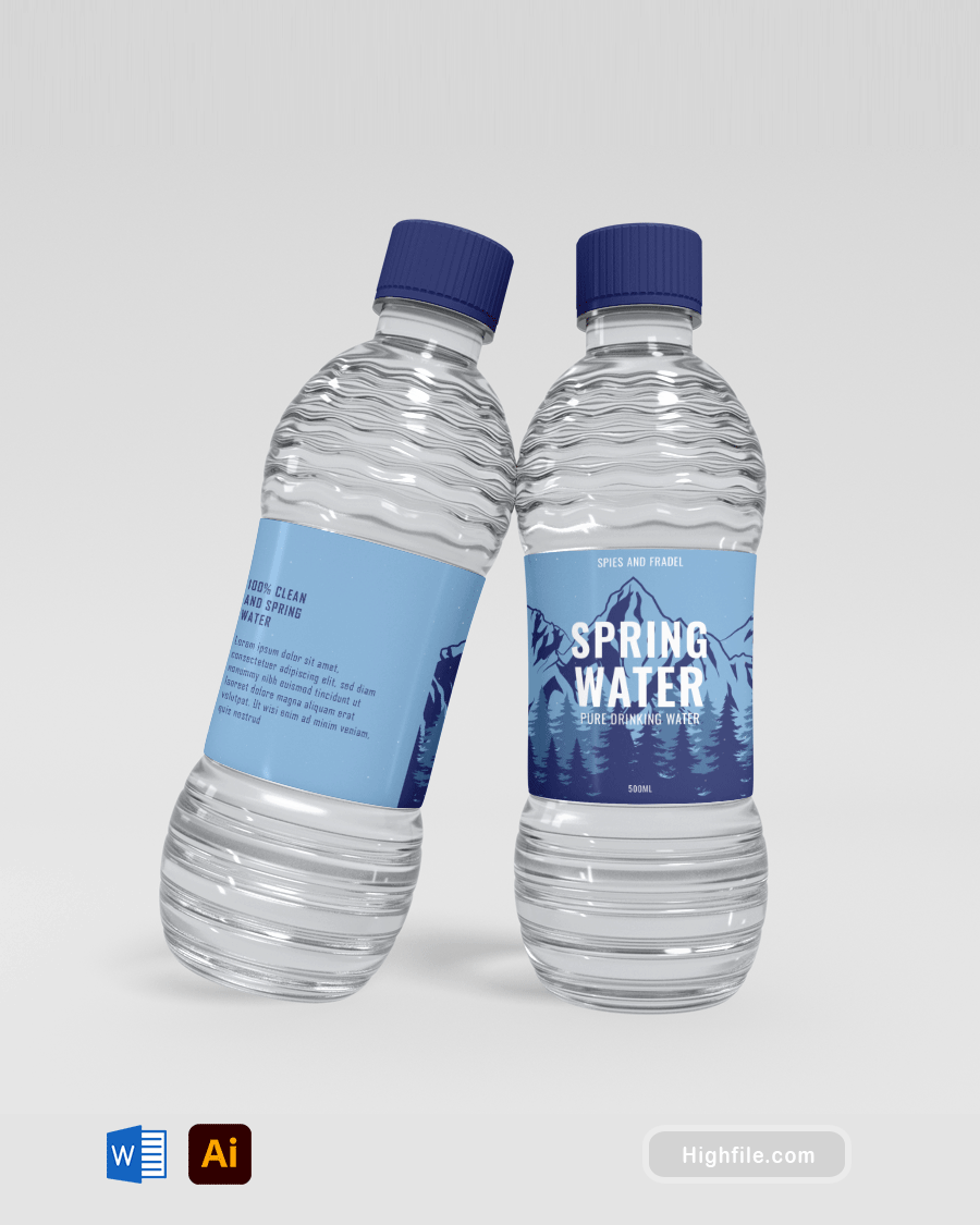 Water Bottle Label Template -  Word, Adobe Illustrator