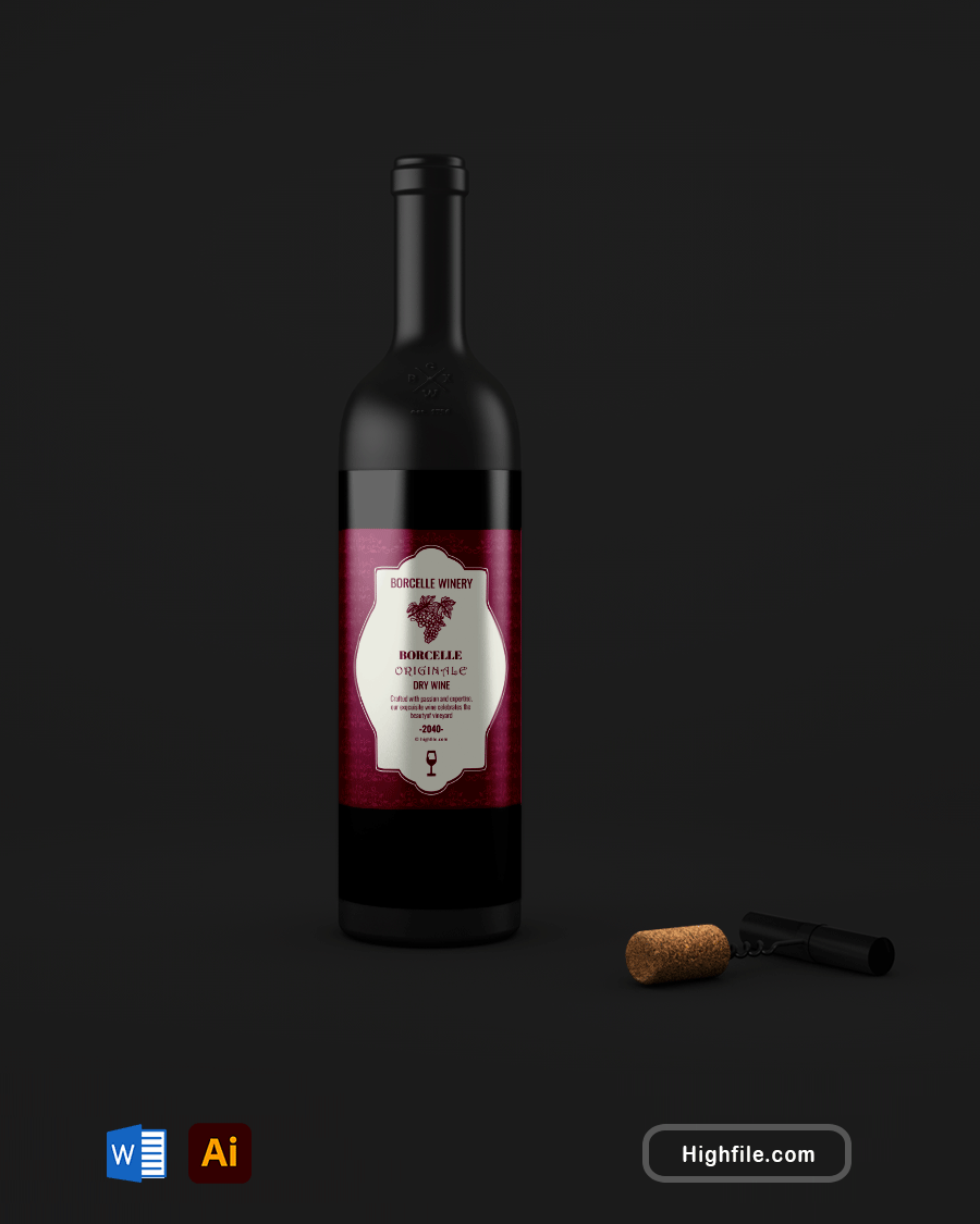 Wine Bottle Label Template - Word, Adobe Illustrator