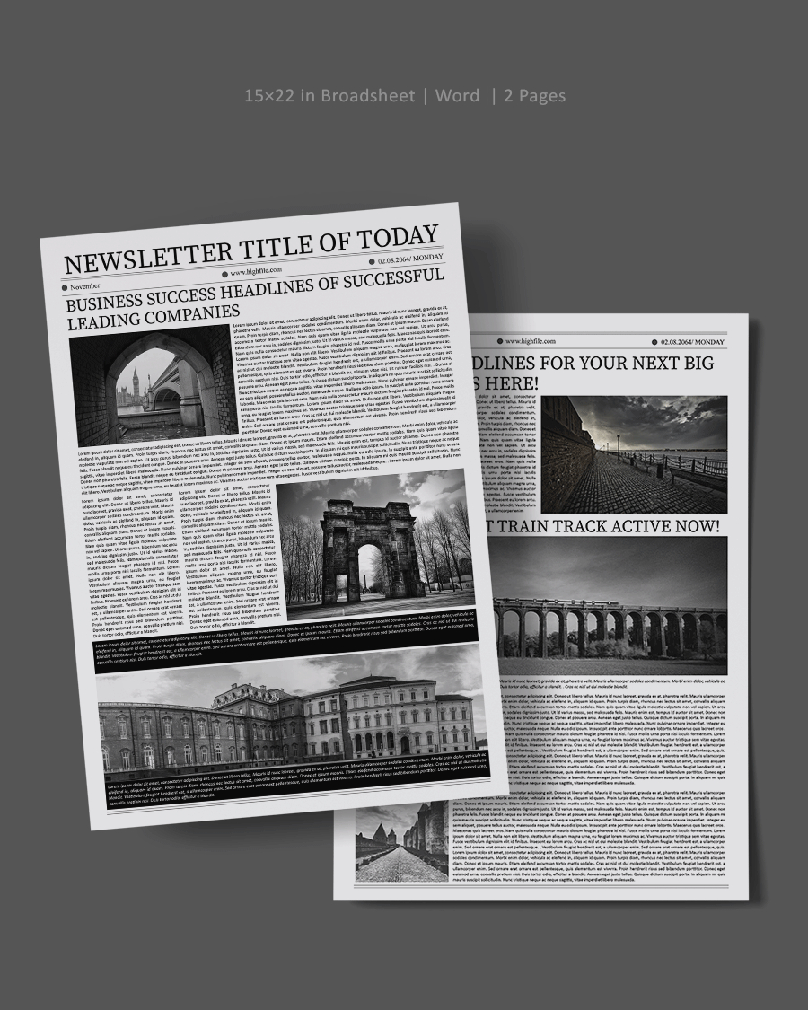 15×22 in Broadsheet Newspaper Front Page Template