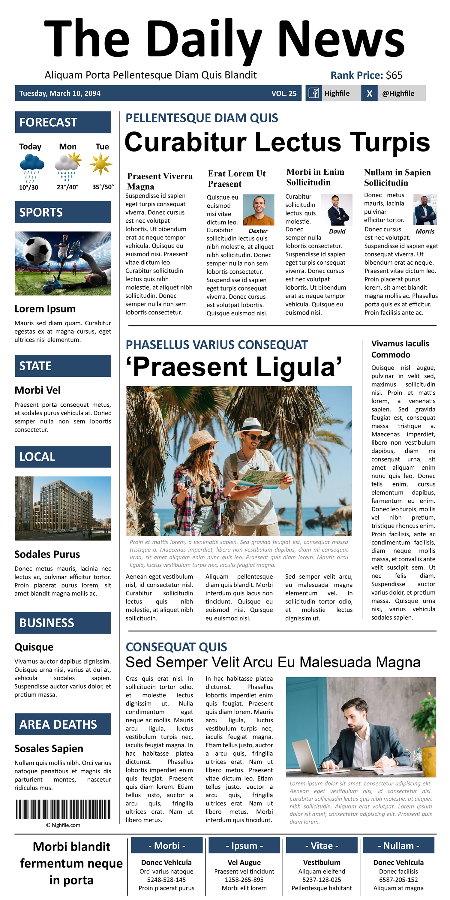 4 Columns Newspaper Front Page Template - Page 01