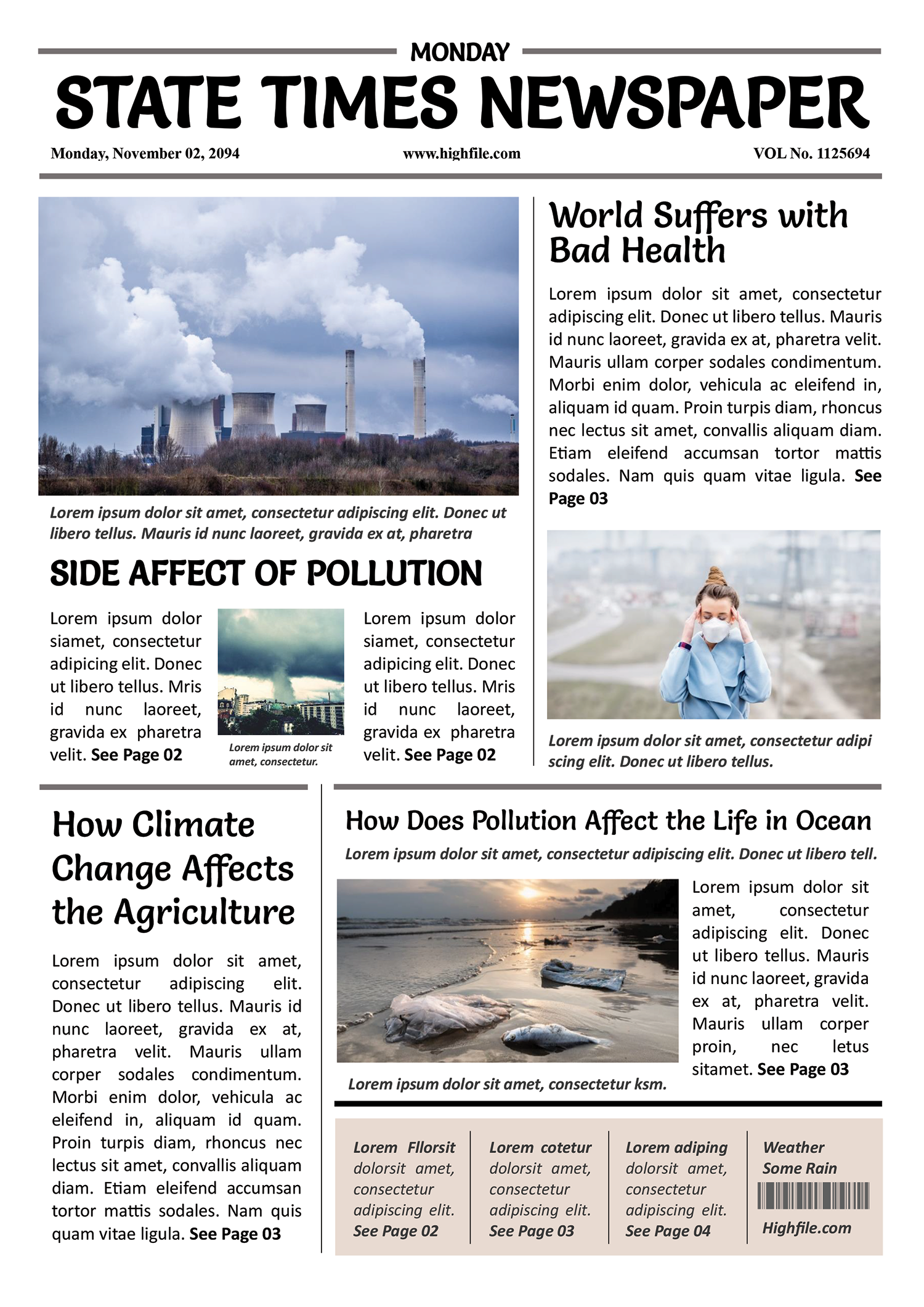 A4 Newspaper Front Page Template - Word and Google Docs