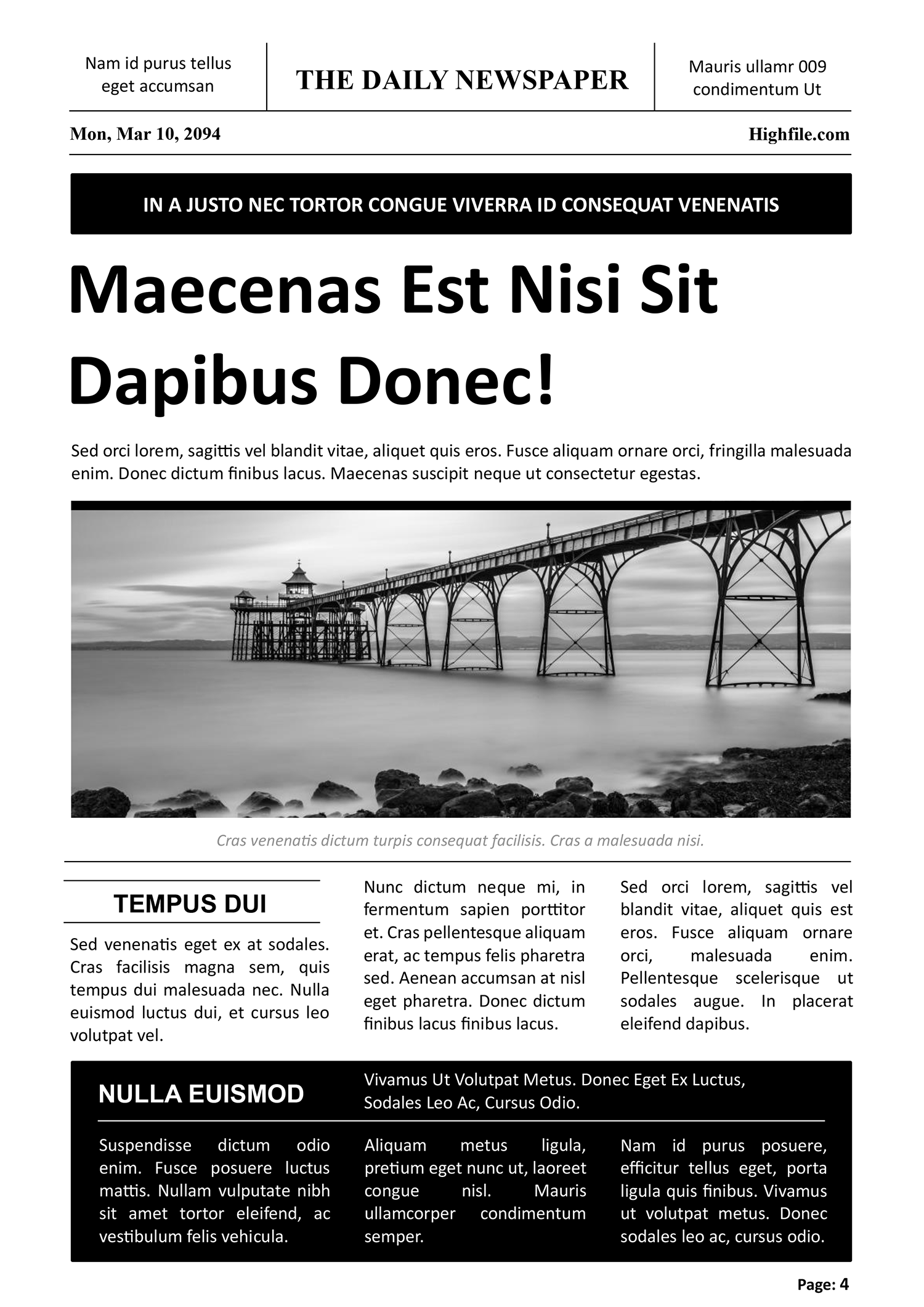 Black and White Newspaper Article Template - Page # 4