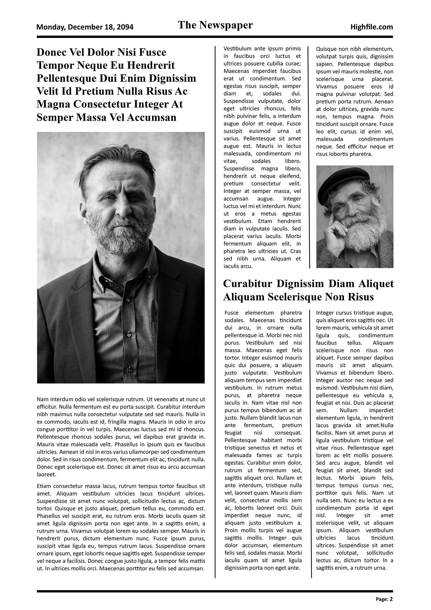 Black and White Obituary Newspaper Template - Page 02