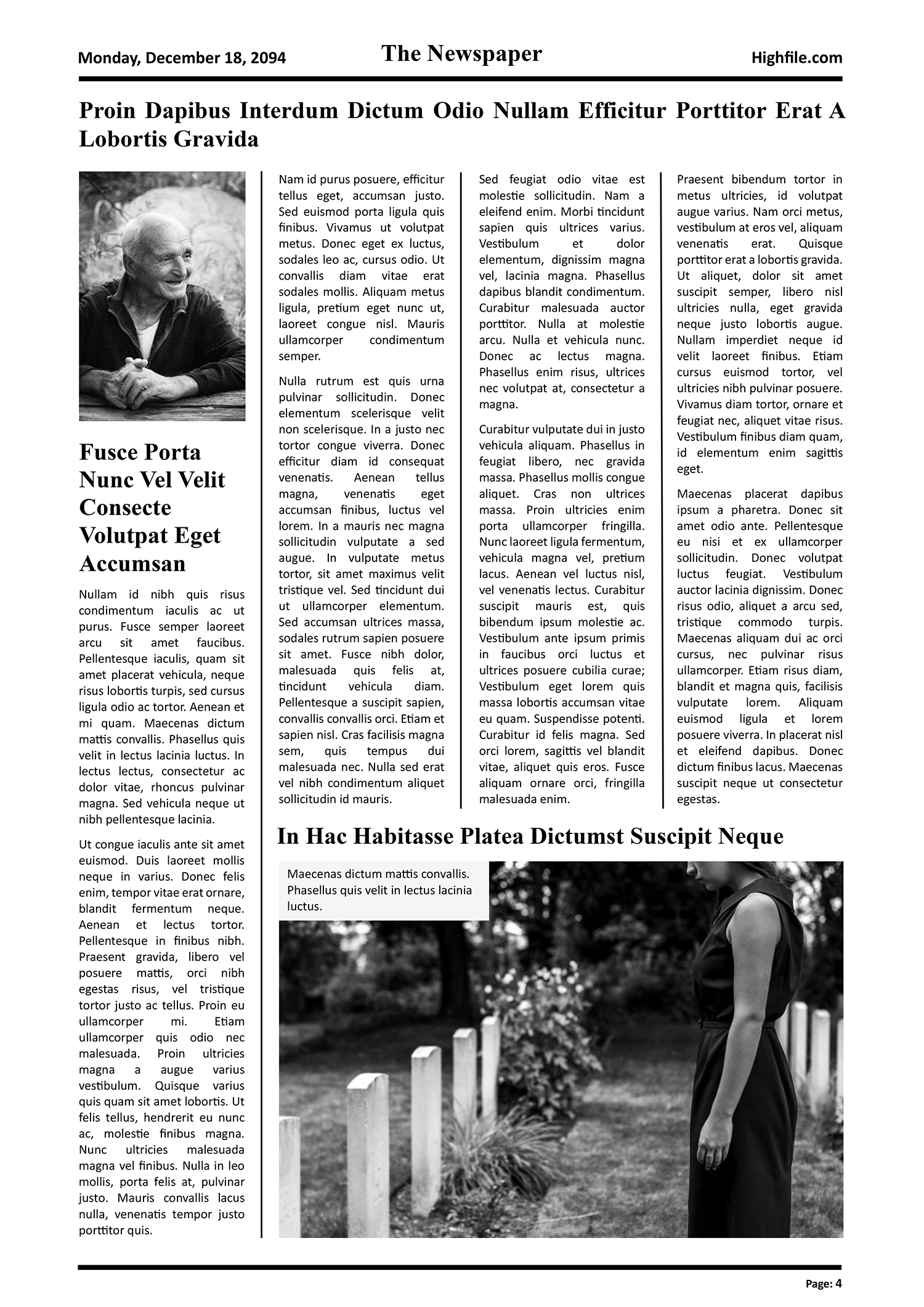 Black and White Obituary Newspaper Template - Page 04