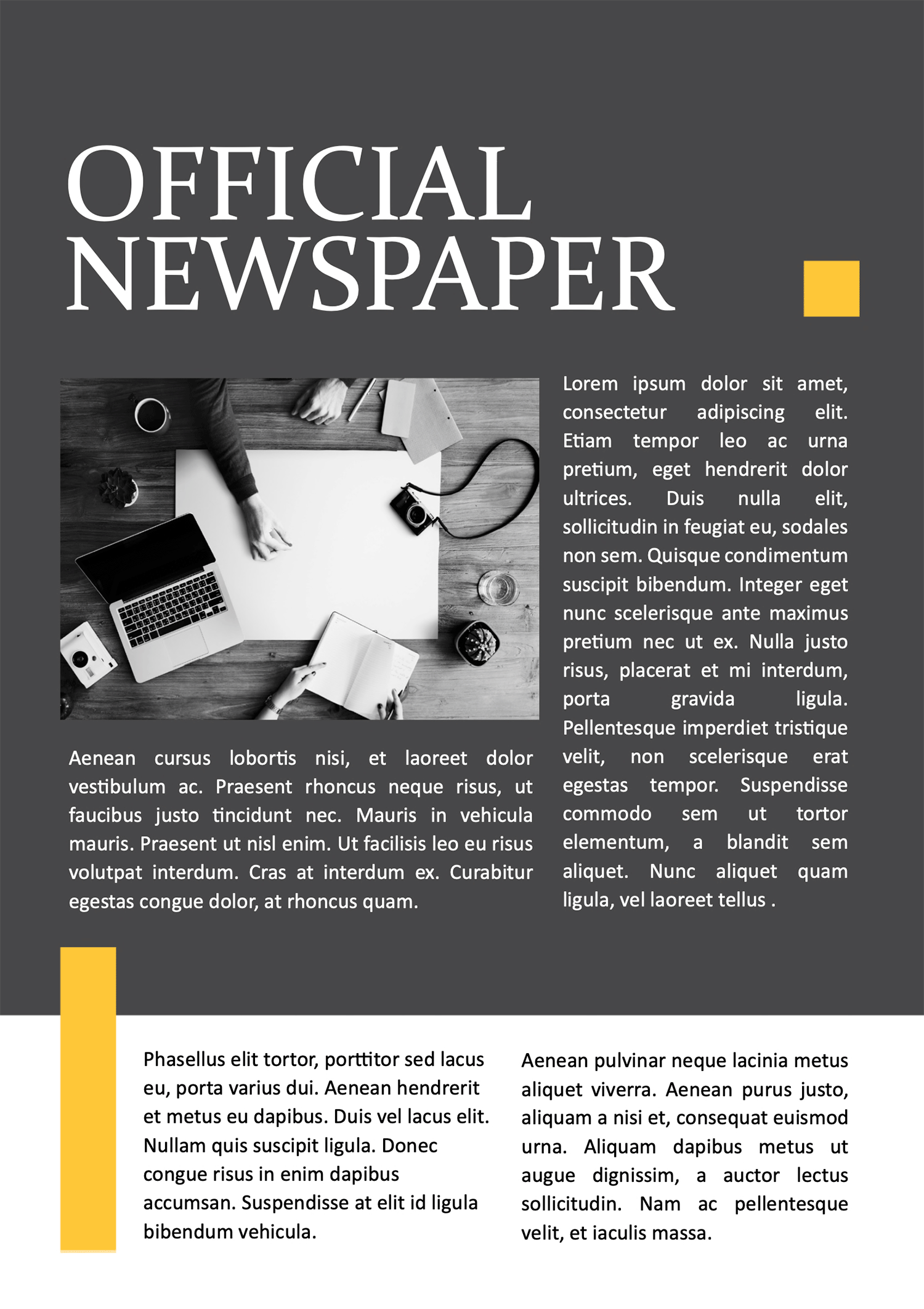 Black and Yellow Business Newspaper Template - Page 01
