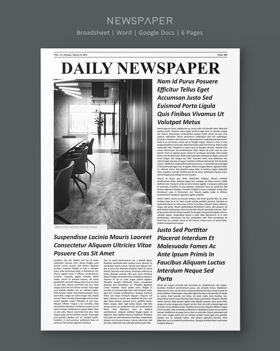 Blank Newspaper Template - Word and Google Docs