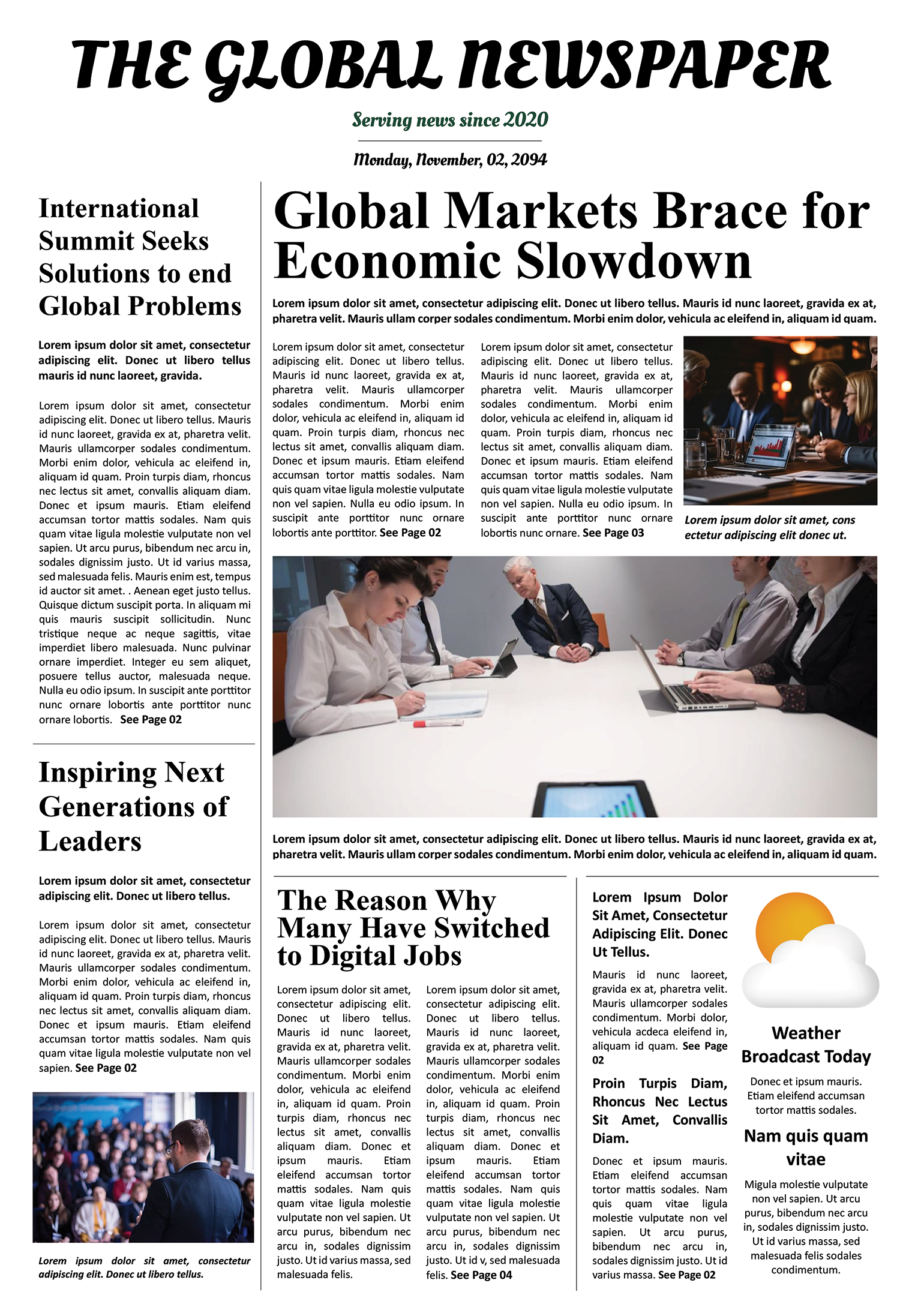 Broadsheet Newspaper Front Page Template